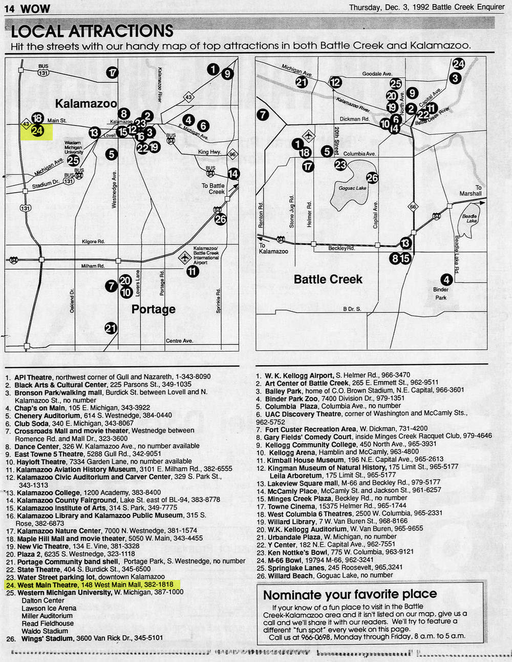 Movies at West Main - 1992 LOCAL ATTRACTION GUIDE